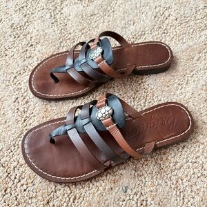 Brighton Athena Brown Leather Strappy Gladiator Thong Sandal 7.5